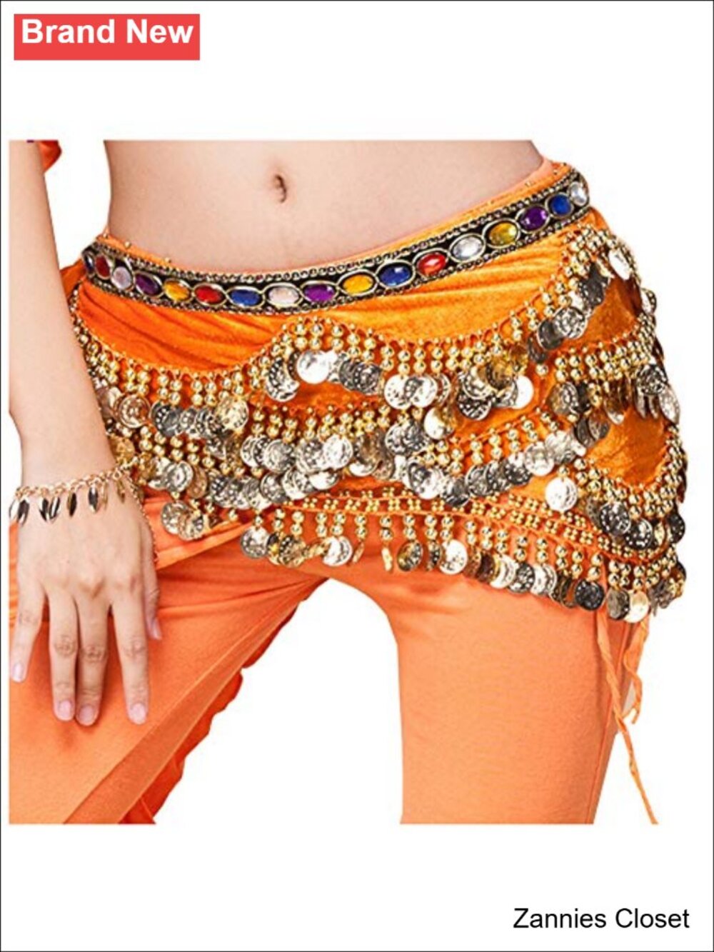 ✨ Belly Dance Hip Scarf Wrap Skirt with Gold Coins Velvet Tribal Halloween